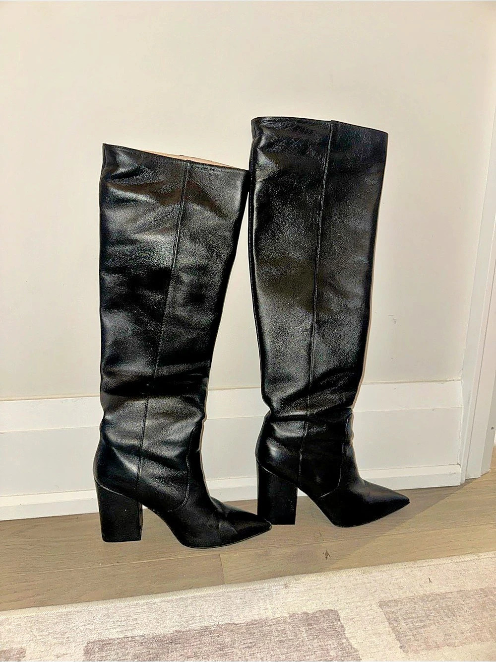Stuart Weitzman Willa Slouch Boot Black Heeled Boots